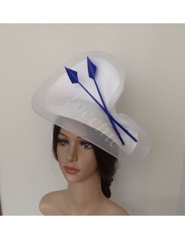 Royal Blue and white Tea Party hat women - Bridal Hats & Fascinators - 6