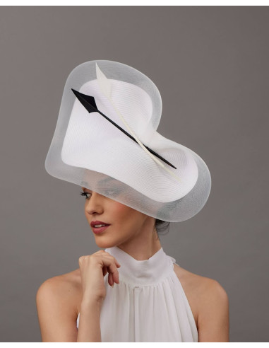 Tocado para novia blanco con plumas y velo - Pamelas y Tocados para madrinas - 1