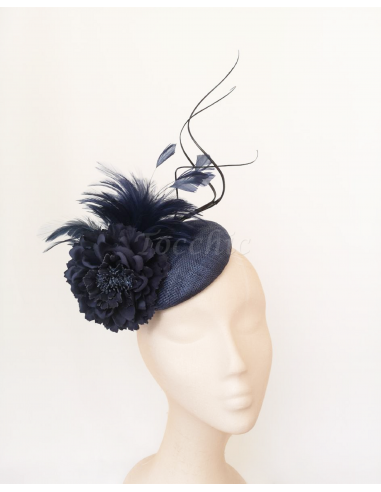 Woman feathers derby fascinator hat blue - Wedding hats for women - 4