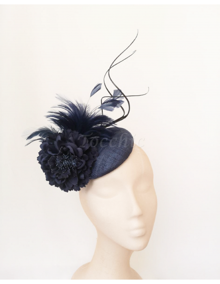 Woman feathers derby fascinator hat blue - Wedding hats for women - 4