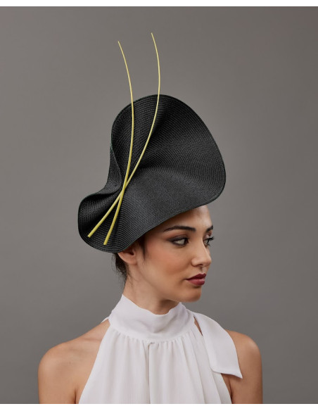 Black and yellow fascinator - Wedding hats for women - 2