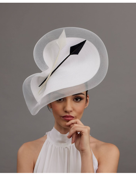 Tocado para novia blanco con plumas y velo - Pamelas y Tocados para madrinas - 4 Tocado para novia blanco con plumas y velo - Pamelas y Tocados para madrinas - 4