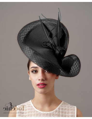 Black Melbourne Cup hat with veil for women - Wedding hats for women - 4