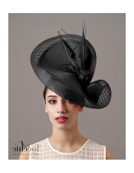 Original tocado invitada perfecta negro con velo y plumas - Pamelas y Tocados para madrinas - 4 Original tocado invitada perfecta negro con velo y plumas - Pamelas y Tocados para madrinas - 4