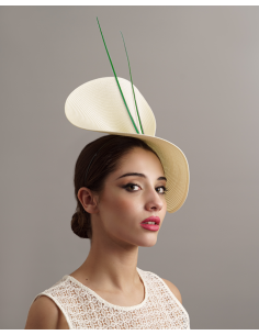 Cream and green wedding hat for guests - Bridal Hats & Fascinators - 1 2