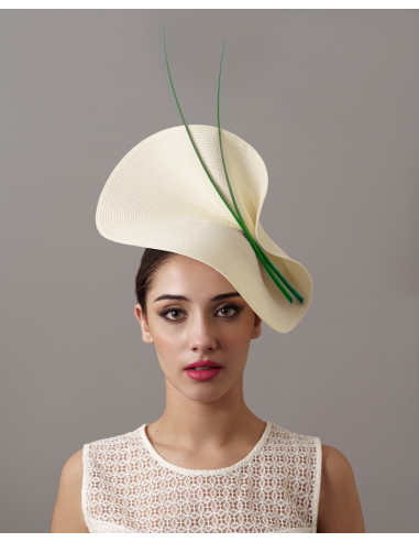 Elegante Tocado crudo y verde madrina boda de día - Tocados de novia - 3