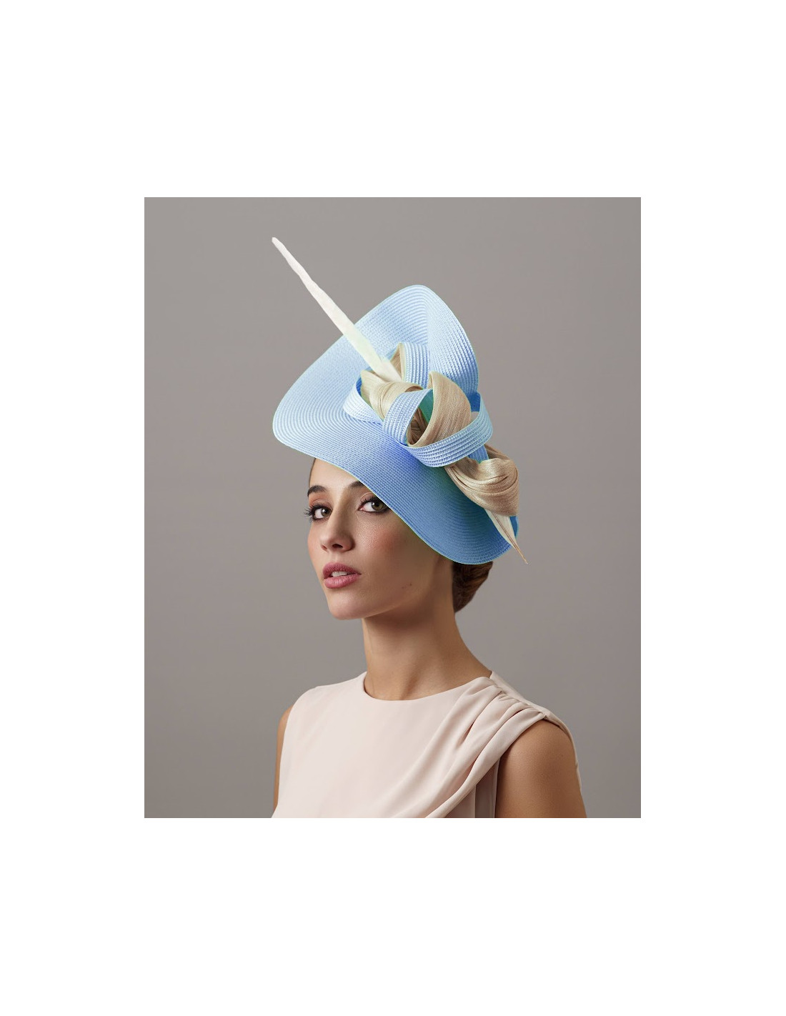 Tea Party fascinator light blue and cream|Wedding hats for  display picture 1