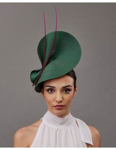 Dark Green and pink wedding hat for woman - Wedding hats for women - 2