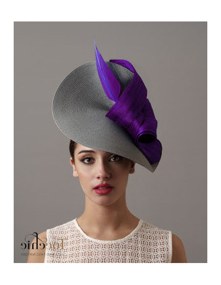 Grey and purple Lady Royal Ascot hat - Wedding hats for women - 4 Grey and purple Lady Royal Ascot hat - Wedding hats for women - 4
