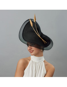 Woman Royal Ascot hat Black and gold - Wedding hats for women - 3 2