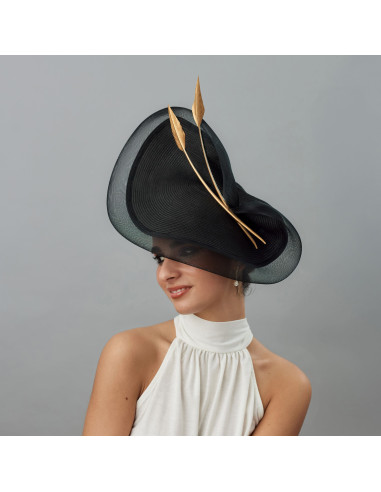 Woman Royal Ascot hat Black and gold - Wedding hats for women - 1