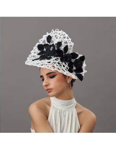White and black fascinator - Wedding hats for women - 4 2