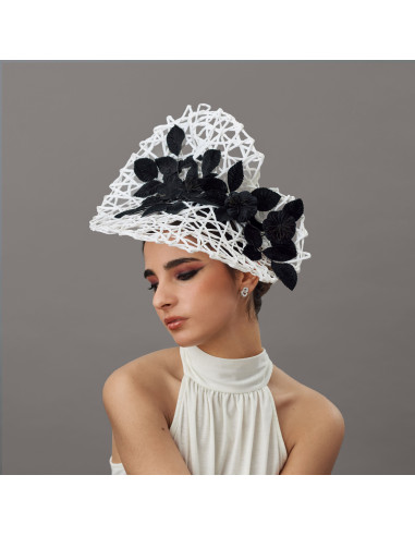 White and black fascinator - Wedding hats for women - 2