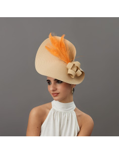 Orange Ladies Luncheon hat for horse races - Wedding hats for women - 3 2
