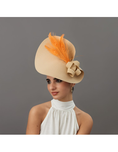 Orange Ladies Luncheon hat for horse races - Wedding hats for women - 1