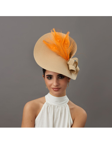 Orange Ladies Luncheon hat for horse races - Wedding hats for women - 4