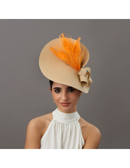 Orange Ladies Luncheon hat for horse races - Wedding hats for women - 4 Orange Ladies Luncheon hat for horse races - Wedding hats for women - 4