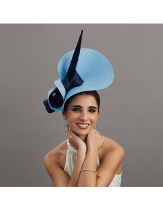 Sombrero madrina de boda azul oscuro - Pamelas y Tocados para madrinas - 1