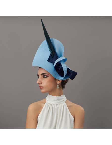Sombrero madrina de boda azul oscuro - Pamelas y Tocados para madrinas - 4