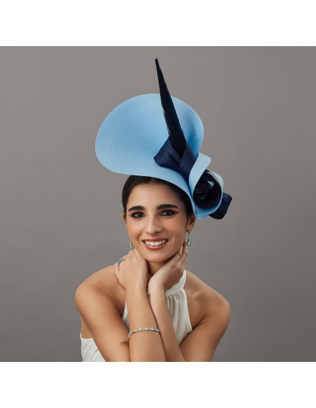 Sombrero madrina de boda azul oscuro - Pamelas y Tocados para madrinas - 6