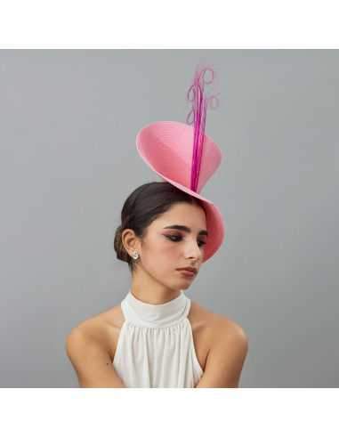 Pink fascinator with feathers - Wedding hats for women - 3