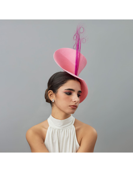 Tocado con plumas rosa para invitada de boda - Pamelas y Tocados para madrinas - 3 Tocado con plumas rosa para invitada de boda - Pamelas y Tocados para madrinas - 3
