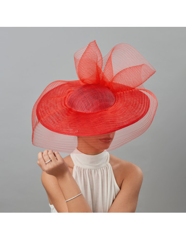 Sombrero rojo con velo invitada boda - Pamelas y Tocados para madrinas - 2