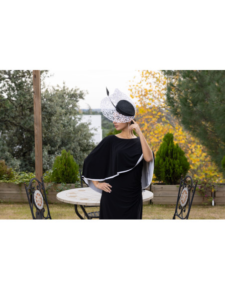 Elegant White and black Royal Ascot hat - Wedding hats for women - 6 Elegant White and black Royal Ascot hat - Wedding hats for women - 6