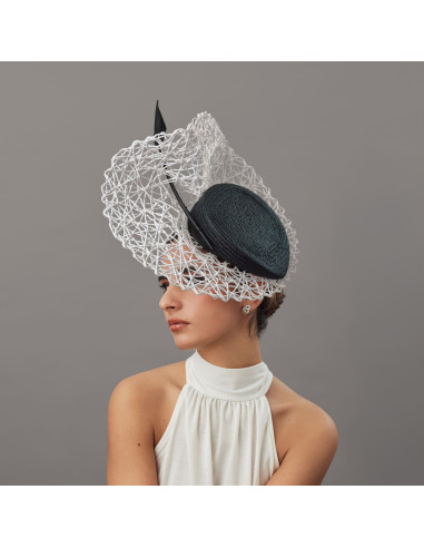 Elegant White and black Royal Ascot hat - Wedding hats for women - 2