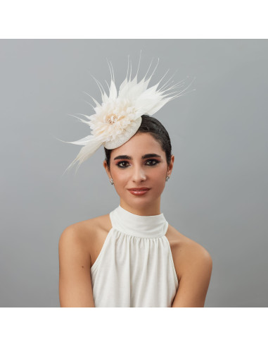 Bride Ivory feathers fascinator hat - Wedding hats for women - 1