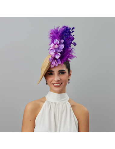 Kentucky Derby purple and beige hat - Wedding hats for women - 2