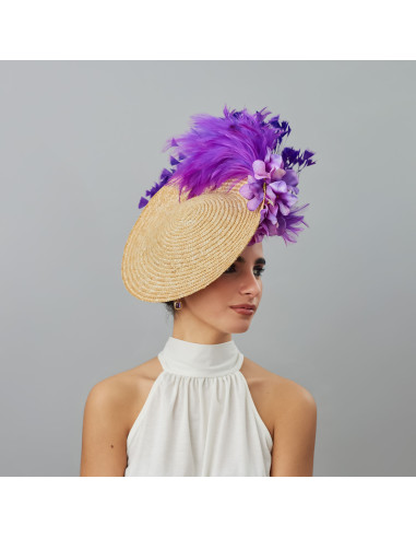 Kentucky Derby purple and beige hat - Wedding hats for women - 3