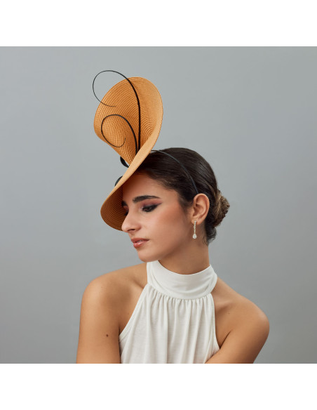 Elegant Camel and black Ascot fascinator hat - Wedding hats for women - 3 Elegant Camel and black Ascot fascinator hat - Wedding hats for women - 3