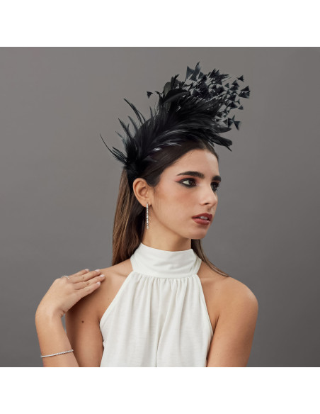 Black wedding headband with feathers women - Wedding hats for women - 3 Black wedding headband with feathers women - Wedding hats for women - 3