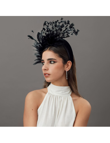 Black wedding headband with feathers women - Wedding hats for women - 4
