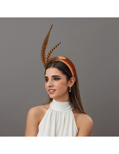 Woman headband hat brown with feathers - Wedding hats for women - 2 Woman headband hat brown with feathers - Wedding hats for women - 2