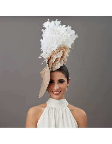 Original Kentucky derby hat beige with feathers - Wedding hats for women - 2