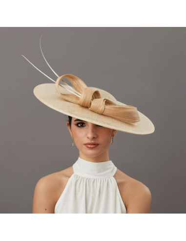 Elegante pamela madrina de boda beige - Pamelas y Tocados para madrinas - 1