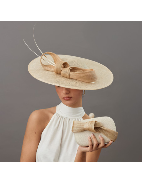 Elegante pamela madrina de boda beige - Pamelas y Tocados para madrinas - 2