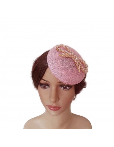 Elegante tocado sencillo rosa para bodas de tarde - Pamelas y Tocados para madrinas - 6