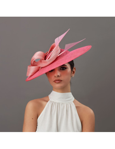Elegant Kentucky derby hat pink with feathers - Wedding hats for women - 1