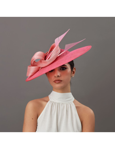 Elegant Kentucky derby hat pink with feathers - Wedding hats for women - 1 Elegant Kentucky derby hat pink with feathers - Wedding hats for women - 1