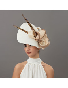 Woman Kentucky derby fascinator Beige - Wedding hats for women - 1