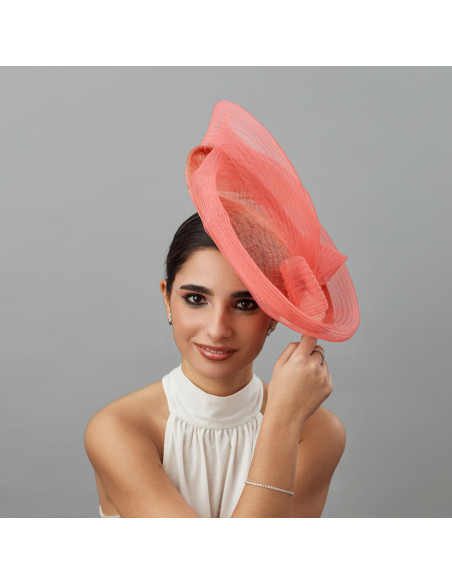 Pamela madrina de boda coral - Pamelas y Tocados para madrinas - 1