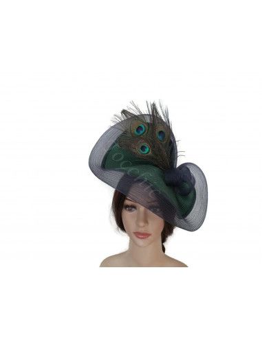 Green wedding hat with feathers - Wedding hats for women - 5