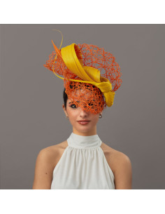 Original Orange and yellow women Ascot hat - Wedding hats for women - 1
