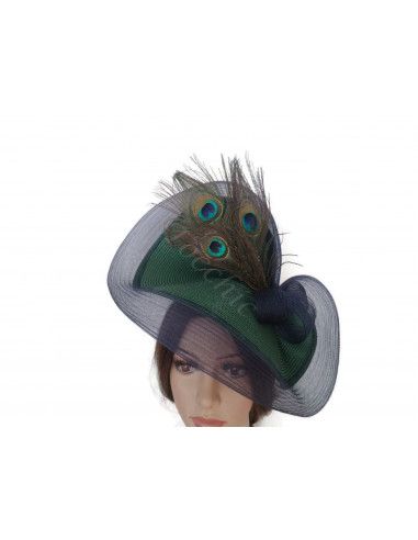 Green wedding hat with feathers - Wedding hats for women - 7