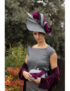 Woman wedding hat dark purple and grey - Woman hats for the Horse races - 1