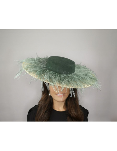 Tea Party hat dark green and beige - Wedding hats for women - 2