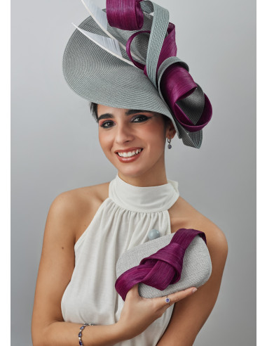 Elegant handBag Weddings guest grey and dark purple - Clutch bags - 7
